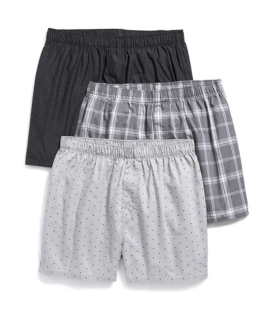 Soft-Washed Boxer Shorts 3-Pack for Men Gray Combo