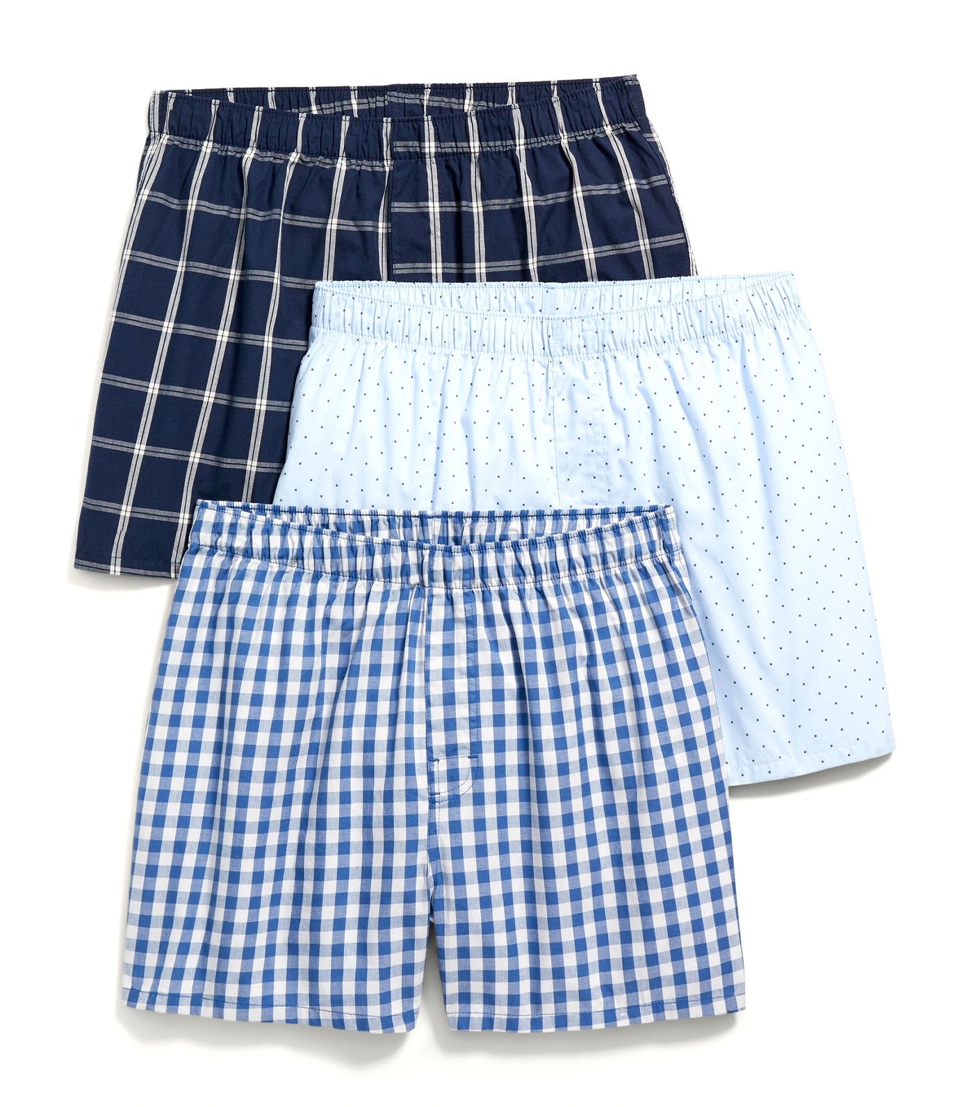 Soft-Washed Boxer Shorts 3-Pack for Men Navy Windowpane
