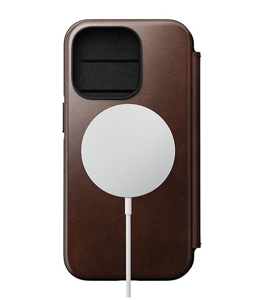 Modern Leather Folio Horween Leather iPhone 14 Pro Brown