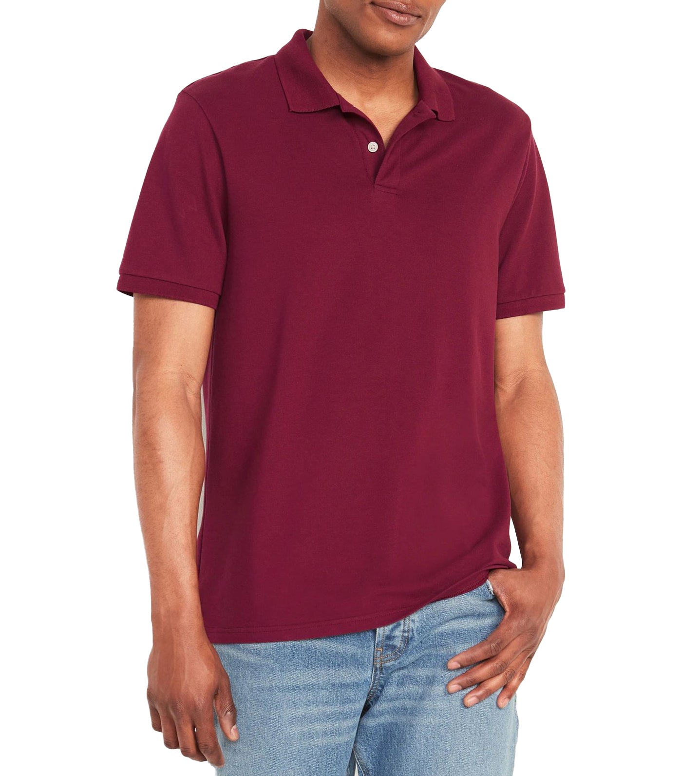 Moisture-Wicking Pique Pro Polo For Men Wine Stain