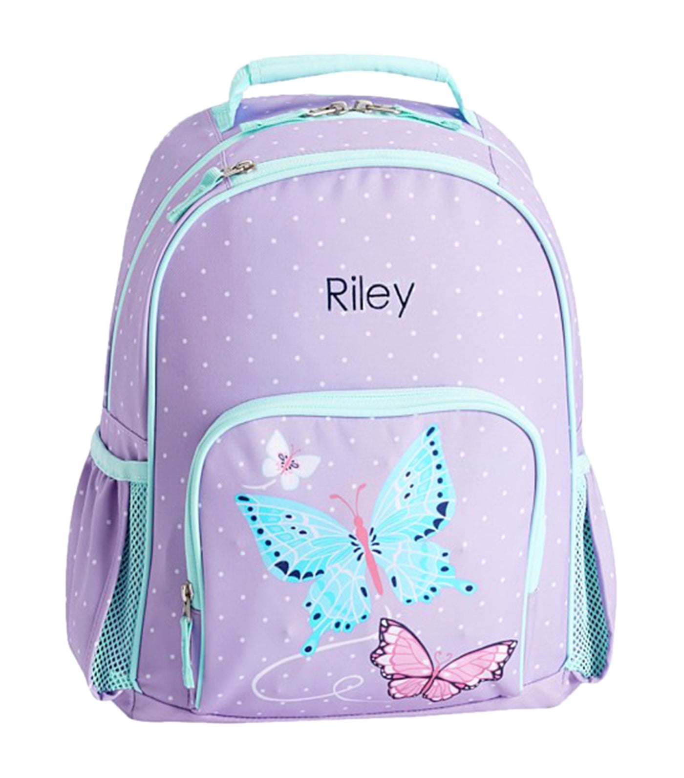 pottery barn kids mackenzie aqua lavender pretty butterflies light-up backpack large