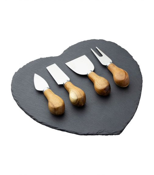 taylor's eye witness 4-piece geart shaped slate cheese knife set