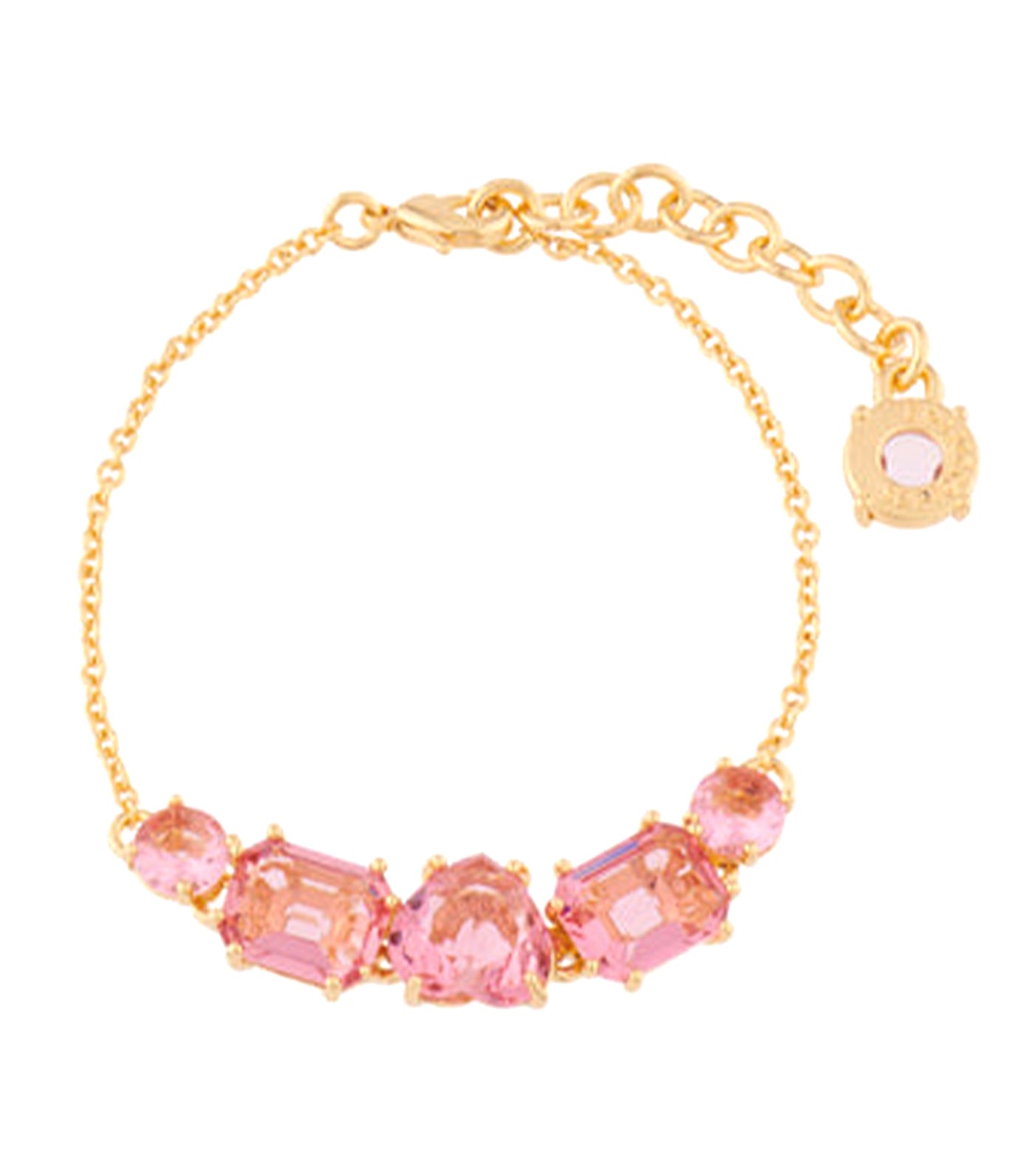La Diamantine 5 Stones Thin Chain Bracelet Pink Peach