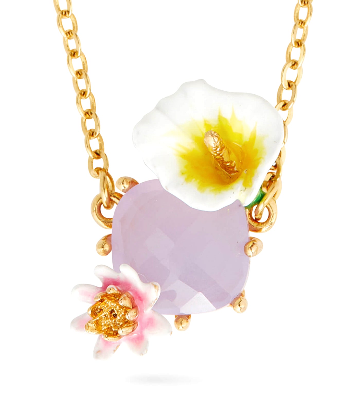 Bog Arum and Pink Stone Necklace