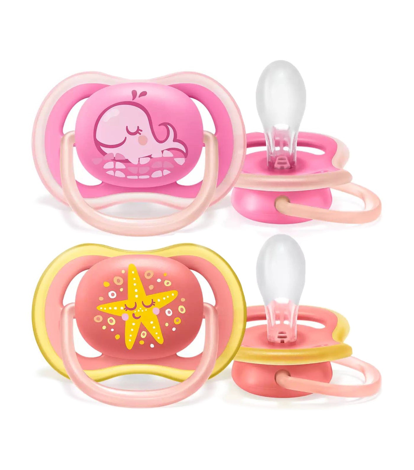 philips avent premium ultra air pacifier girl 6-18 months whale/star