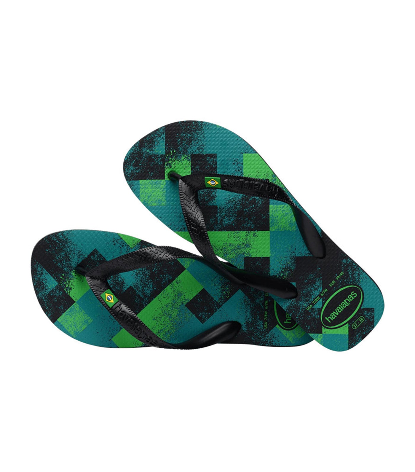Brazil Fresh Flip Flops in Black/Black/Leaf Green
