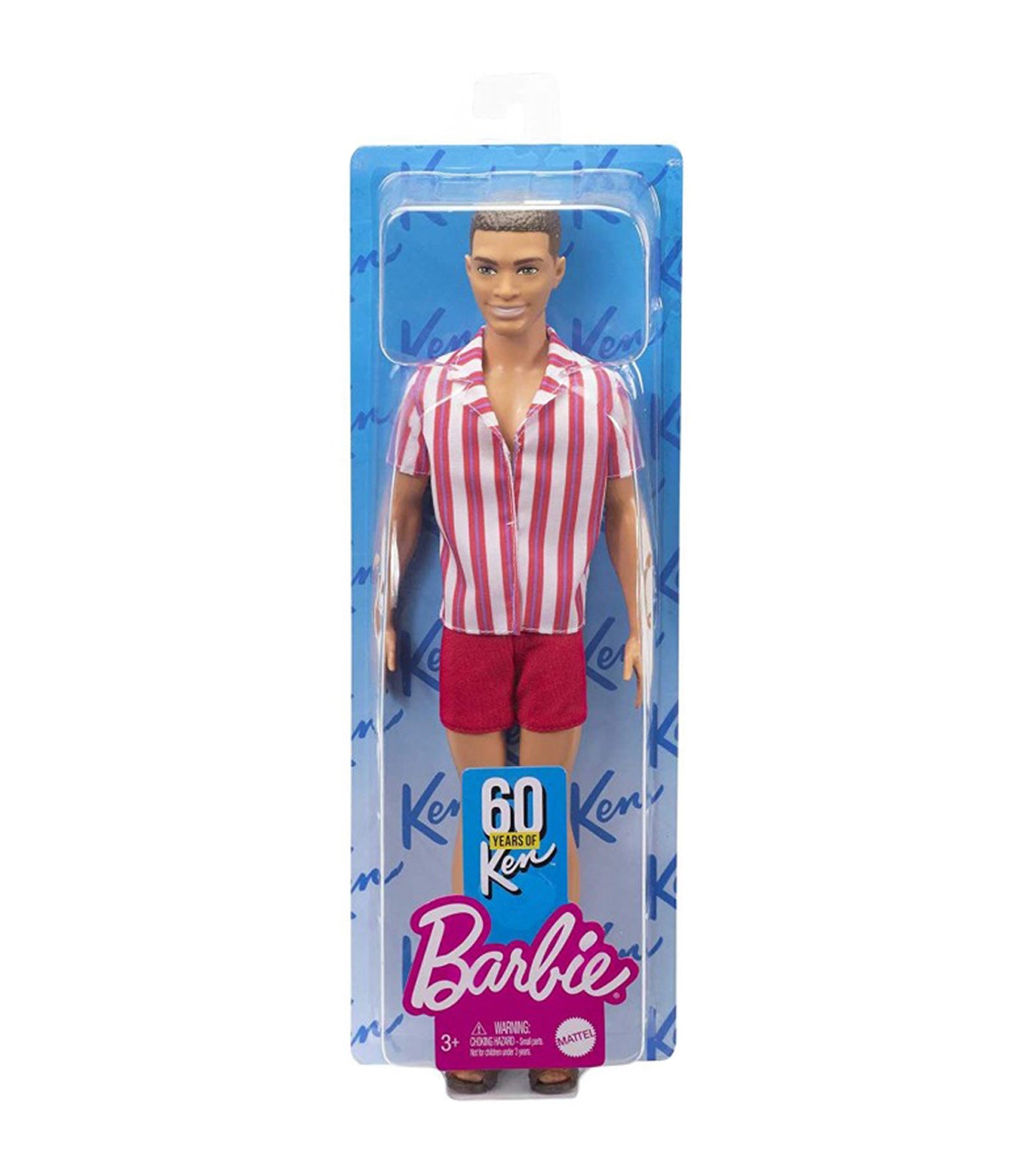 ken™ 60th anniversary doll in throwback beach look with swimsuit and sandals