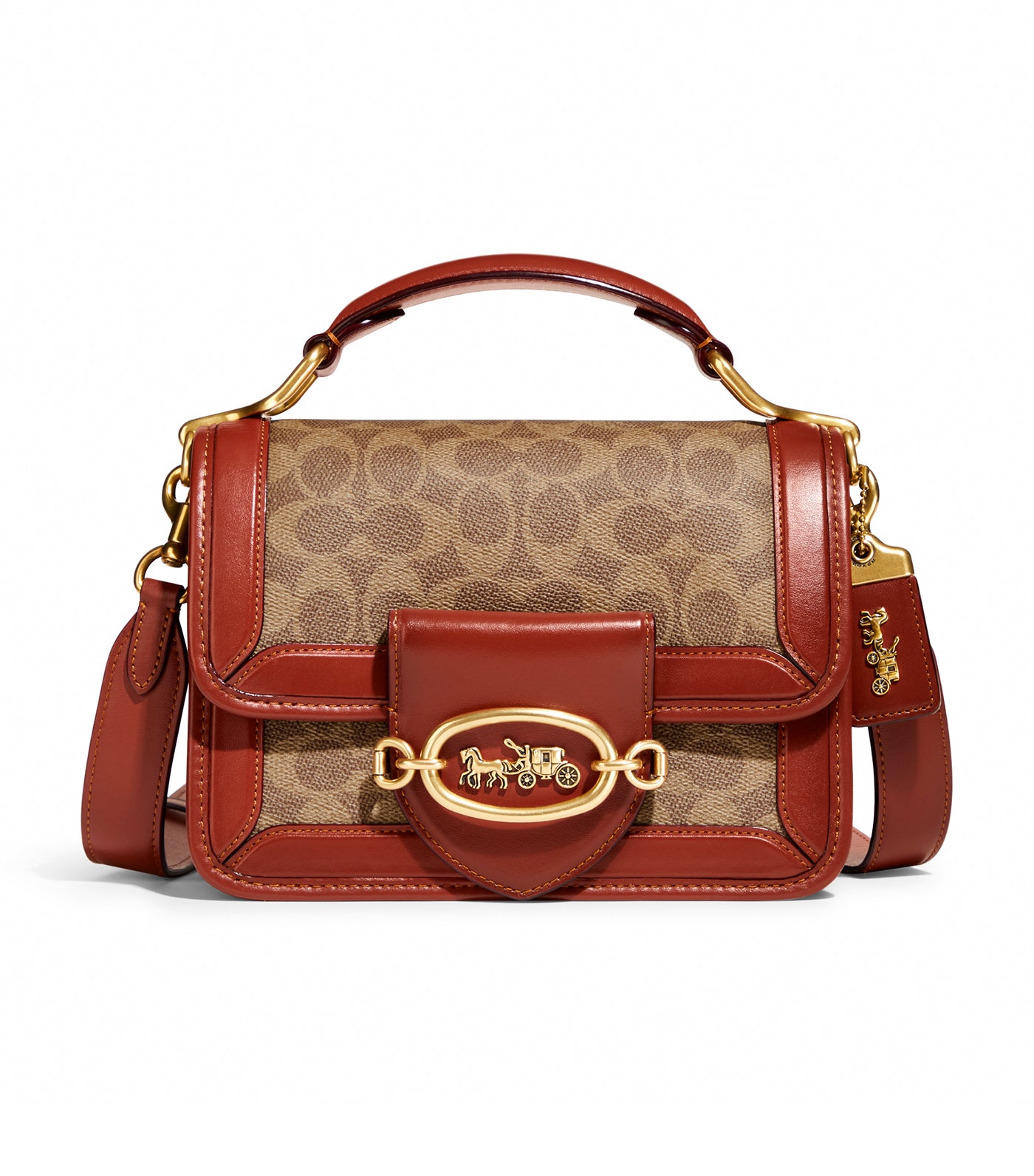 Coach Hero Shoulder Bag Tan Rust