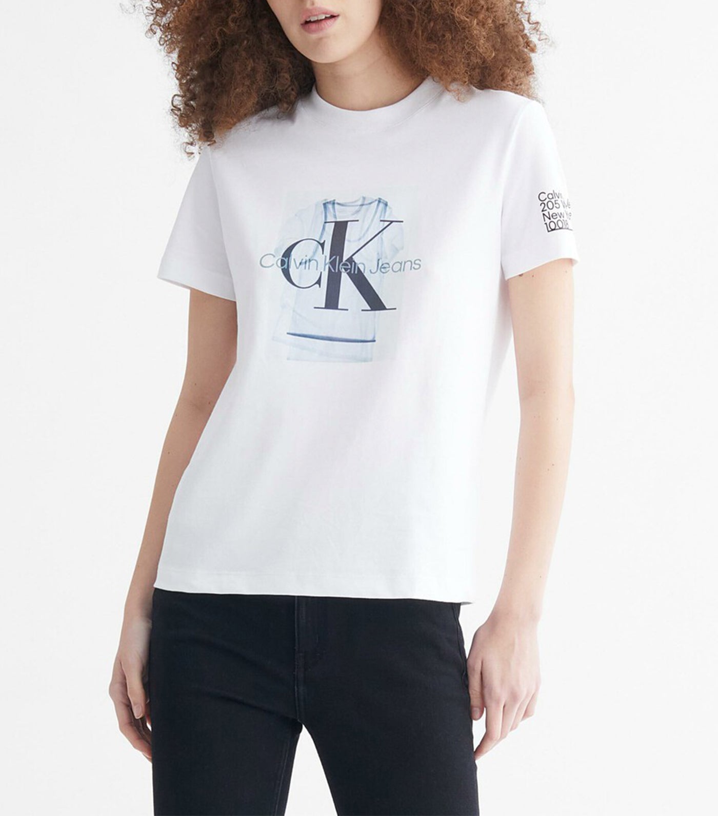 Calvin klein white shop t shirt womens