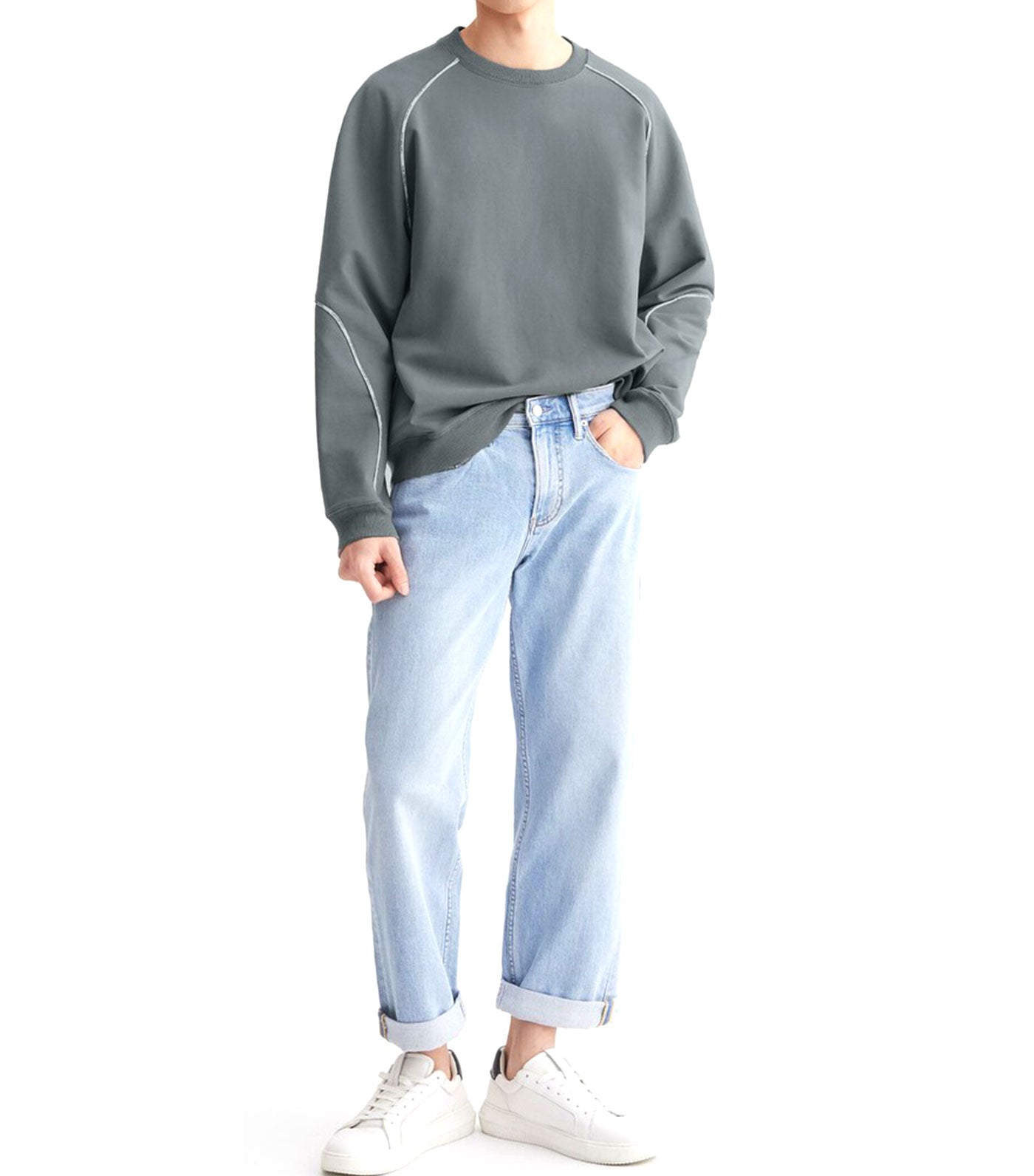 90s Straight Pants Blue