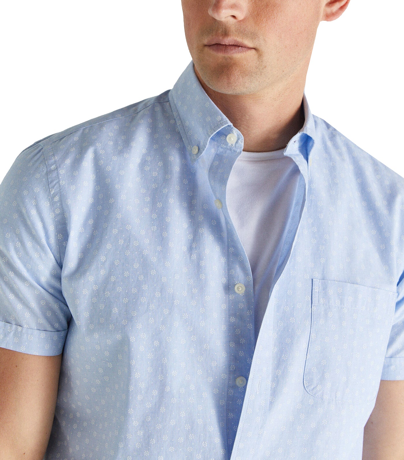 Short-Sleeved End-On-End Shirt Light Blue