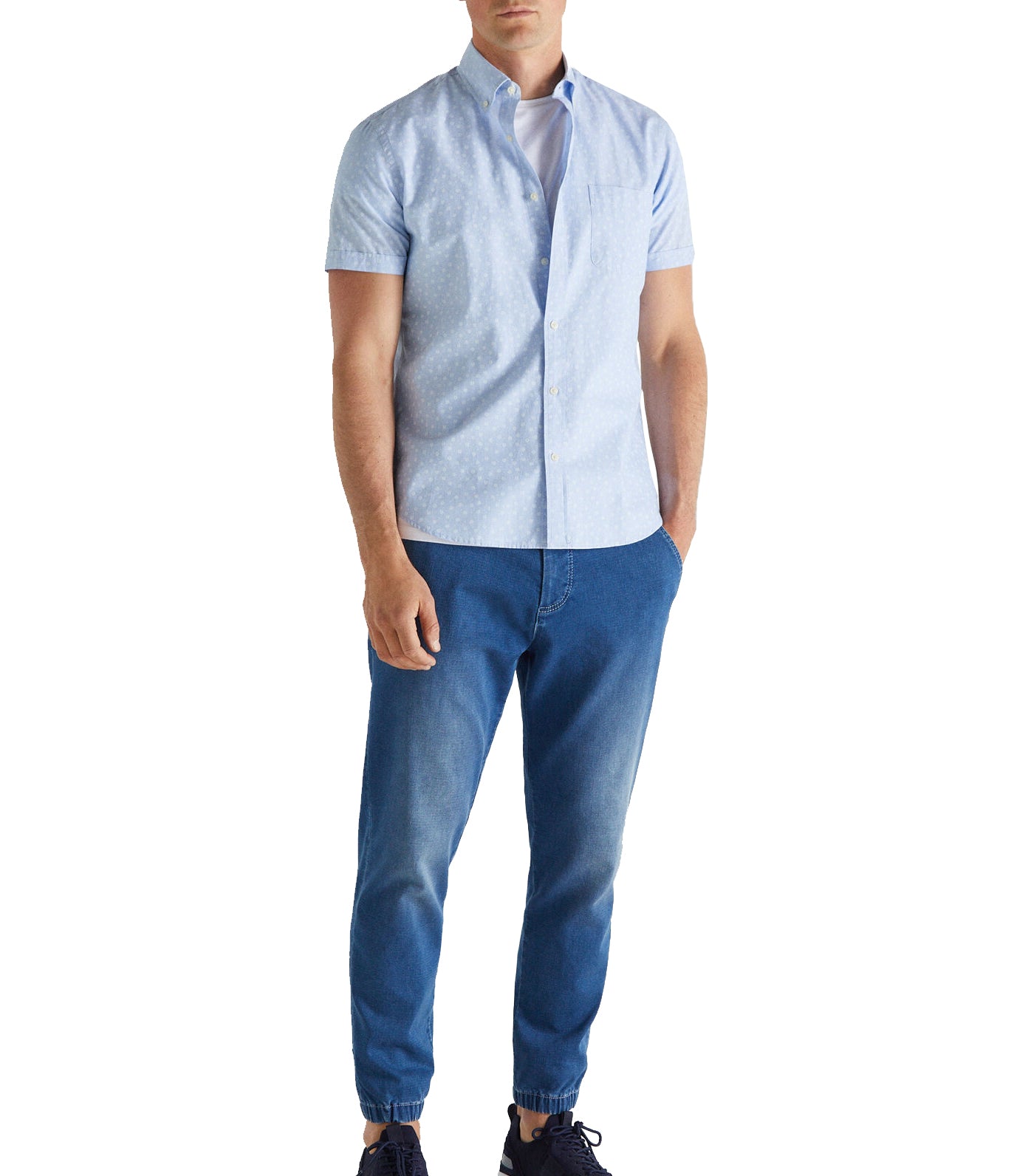 Short-Sleeved End-On-End Shirt Light Blue