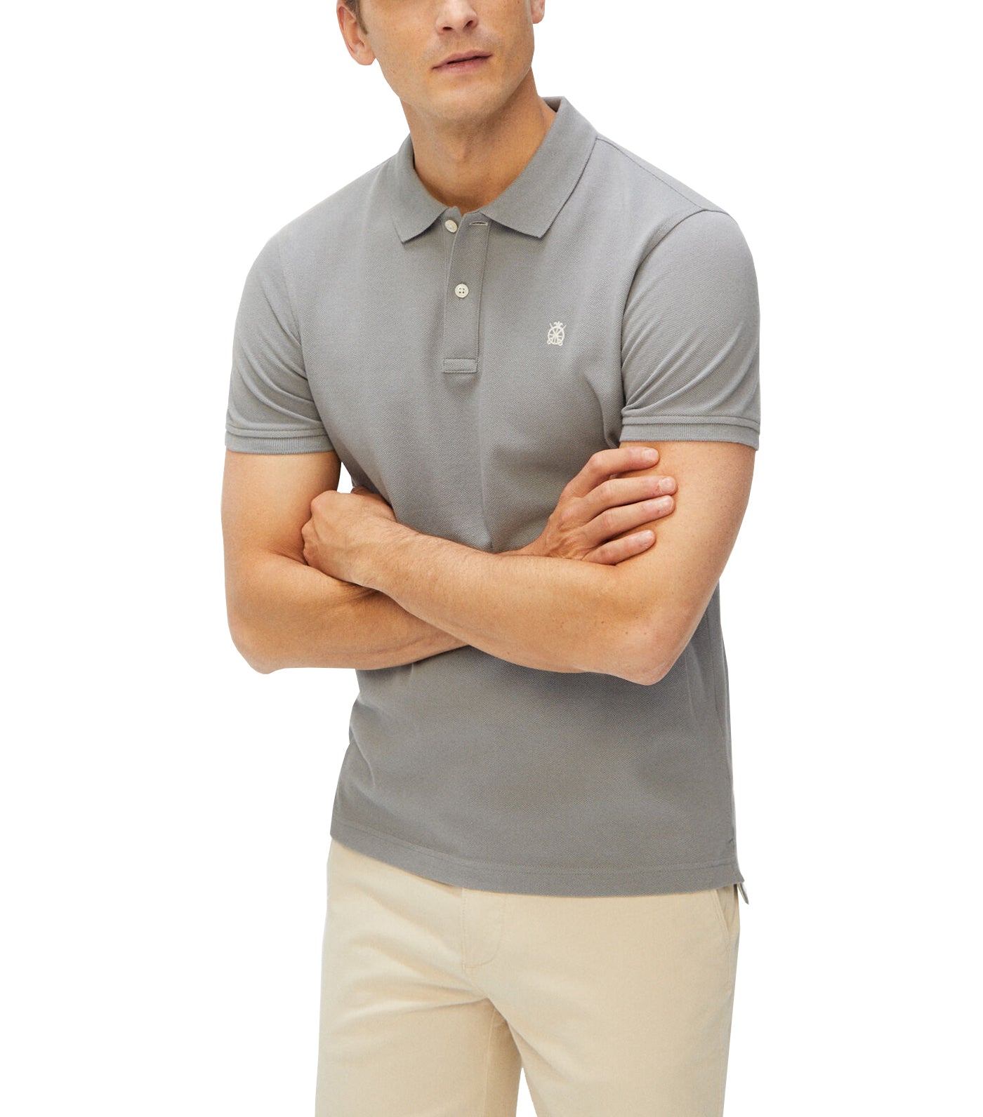 Slim Fit Short-Sleeved Polo Shirt Medium Gray