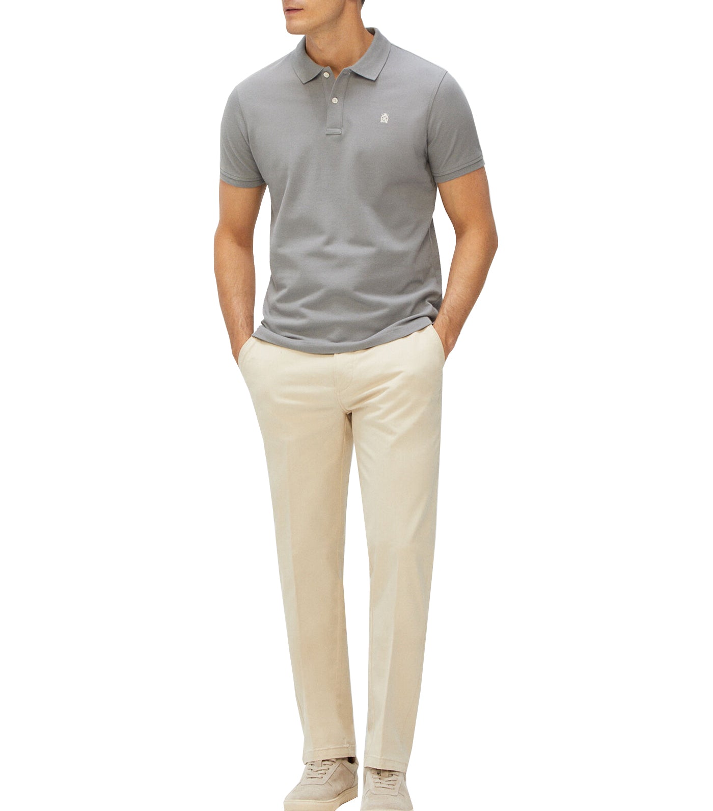 Slim Fit Short-Sleeved Polo Shirt Medium Gray