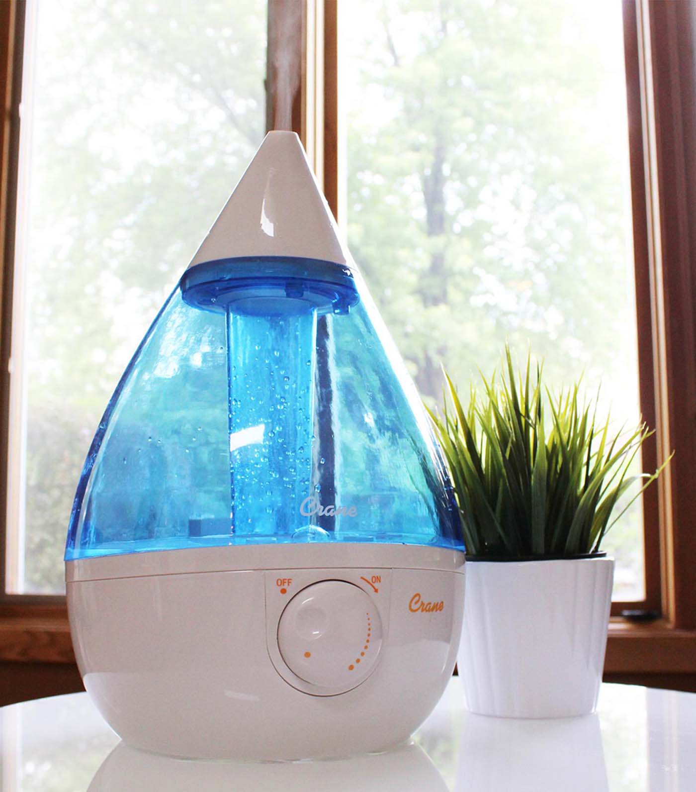 crane drop shape cool mist humidifier - blue and white