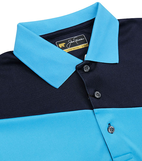 Pieced Color Block Polo Mediterranean Sea