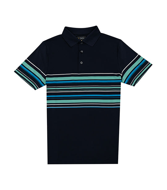 Wide Chest To Sleeve Stripe Polo Classic Navy