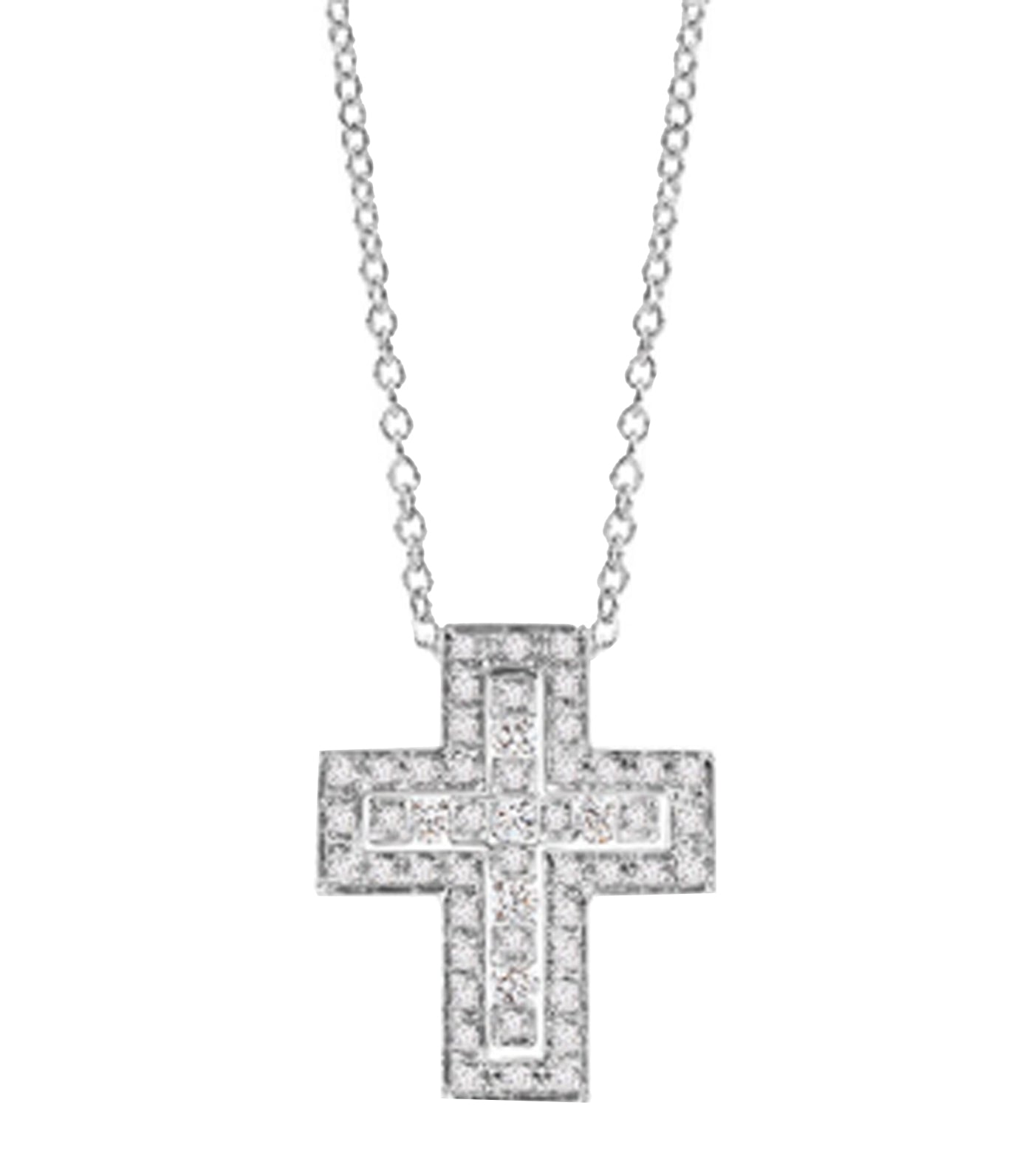 Belle Epoque 18K White Gold and Diamonds Cross Necklace 50cm