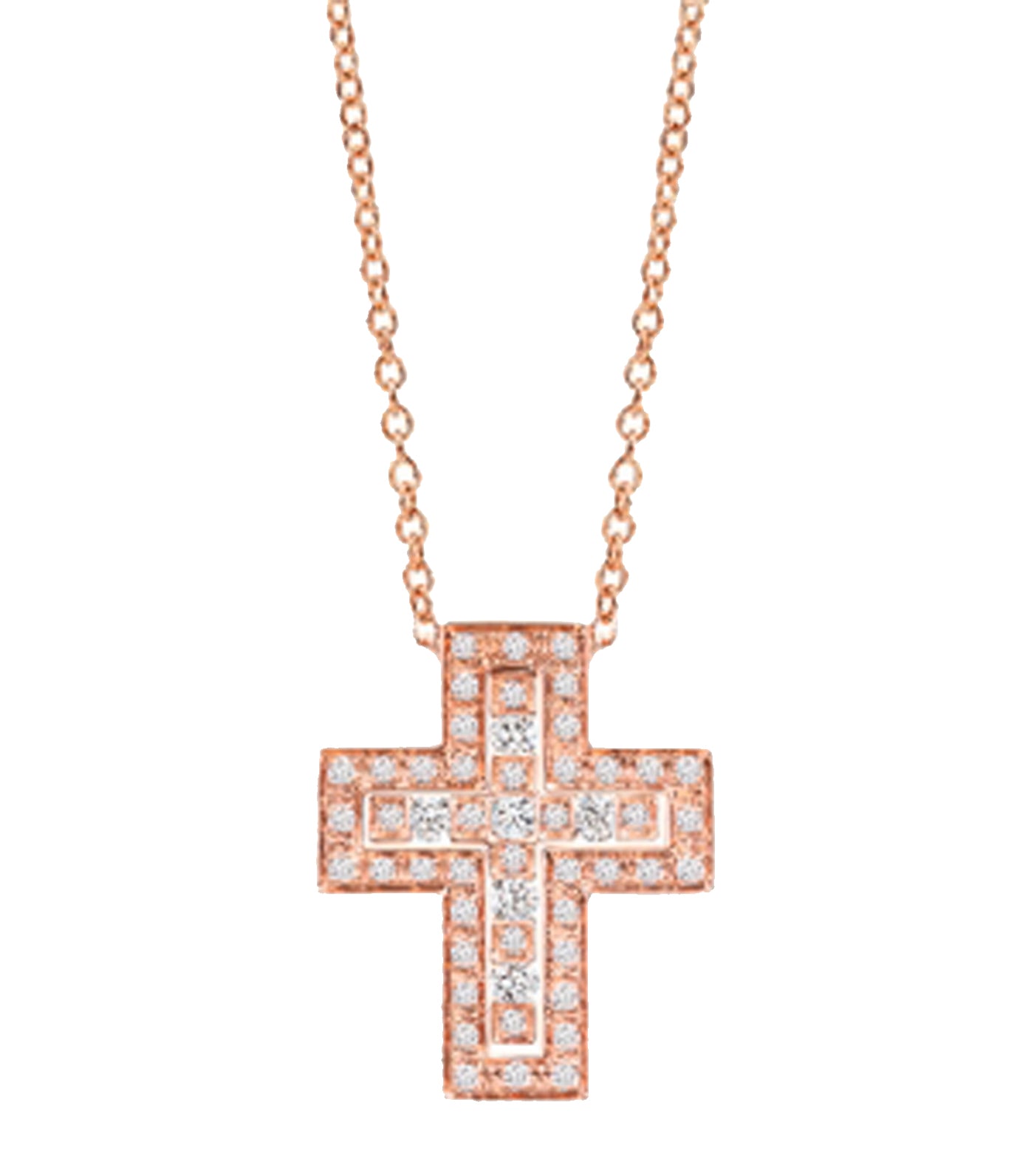 Belle Epoque 18K Rose Gold and Diamonds Cross Necklace 50cm
