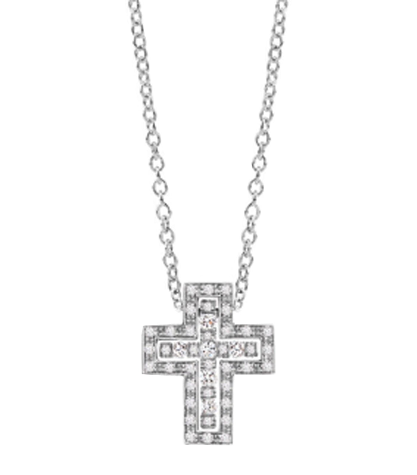 Belle Epoque 18K White Gold and Diamonds Cross Necklace 45cm