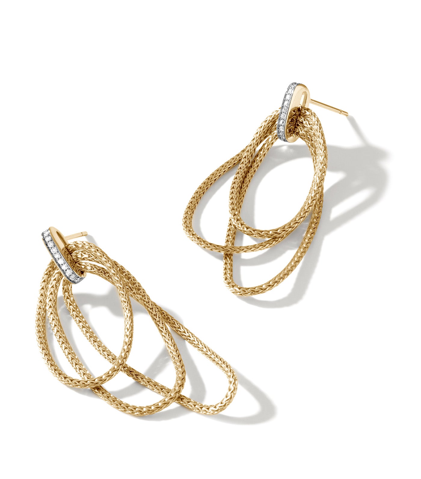 Classic Chain Link Drop Earring 18k Yellow Gold with 0.11ct Diamonds