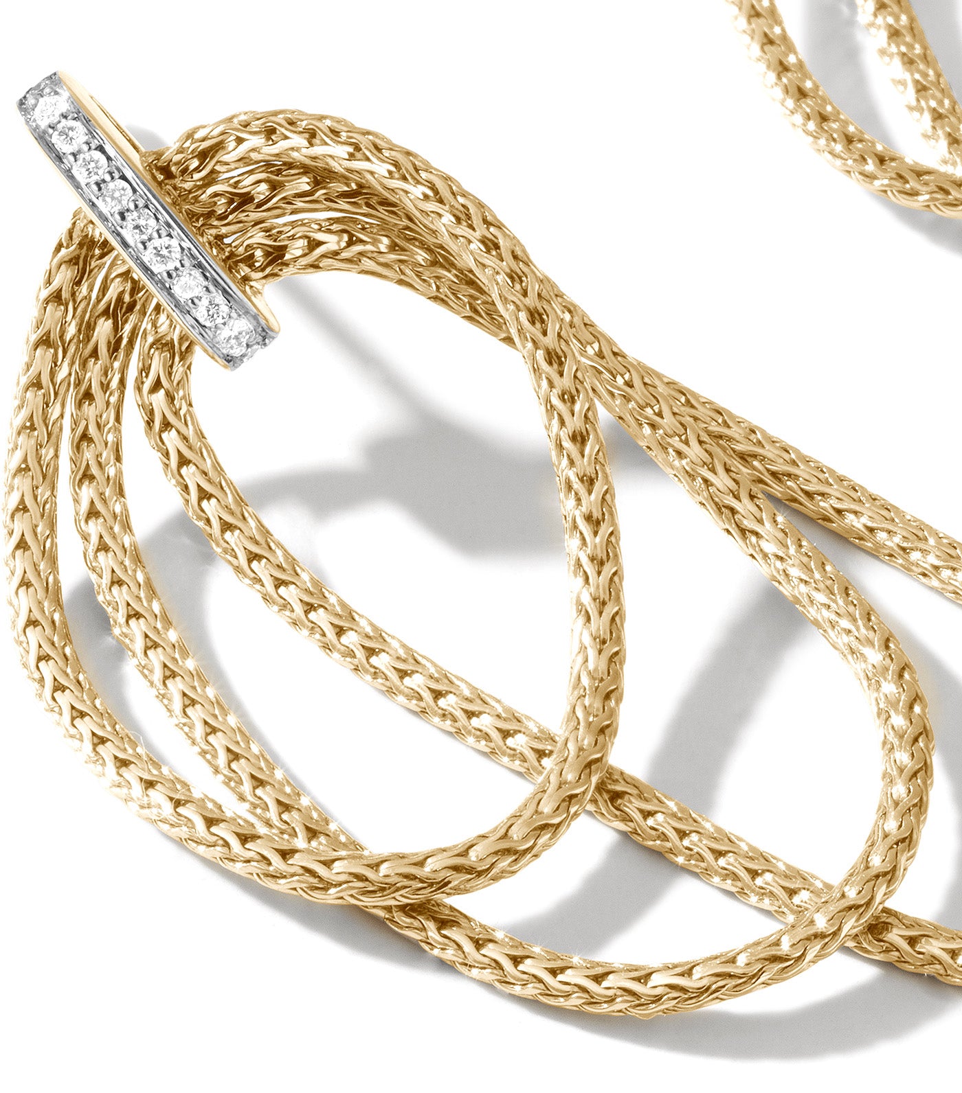 Classic Chain Link Drop Earring 18k Yellow Gold with 0.11ct Diamonds