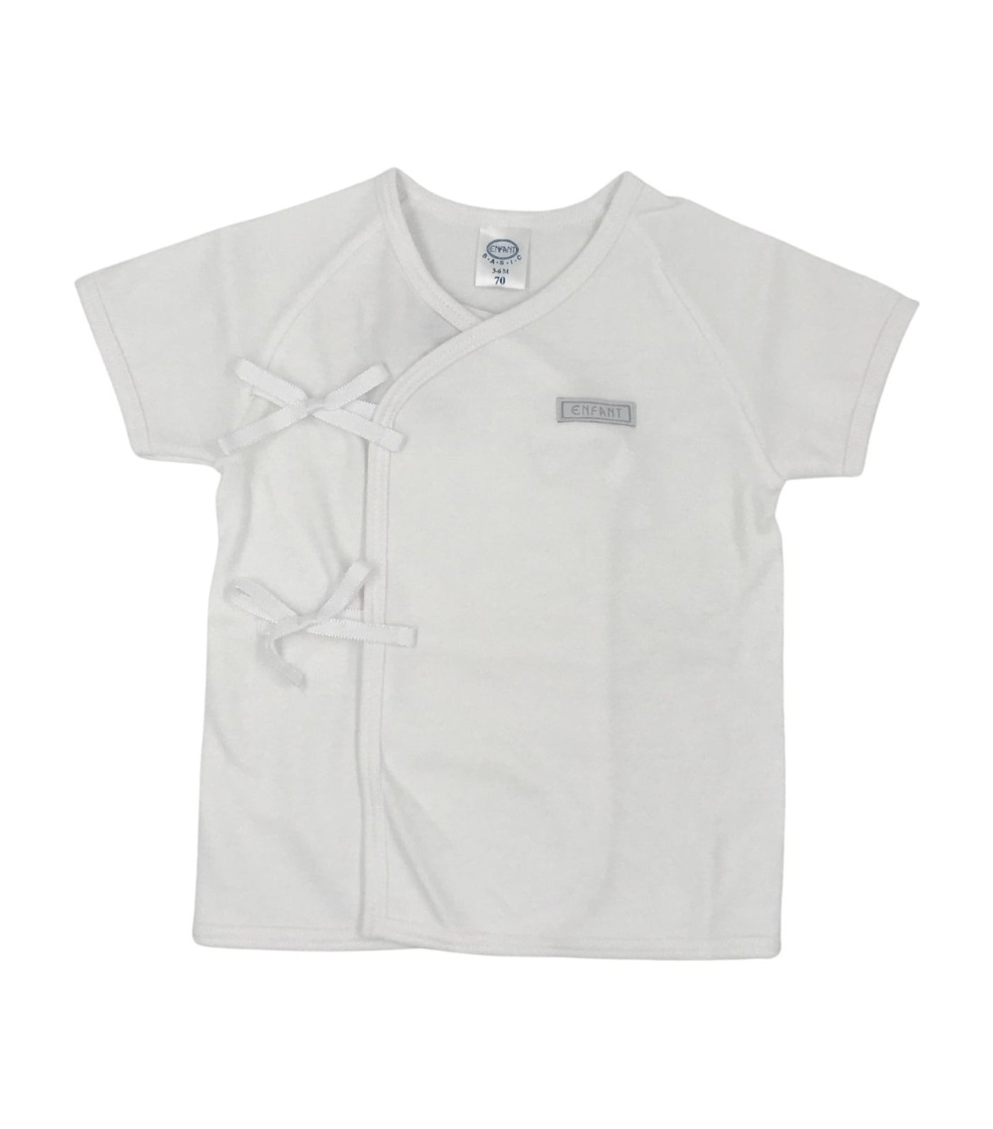 enfant white newborn nisex tieside short sleeve shirt