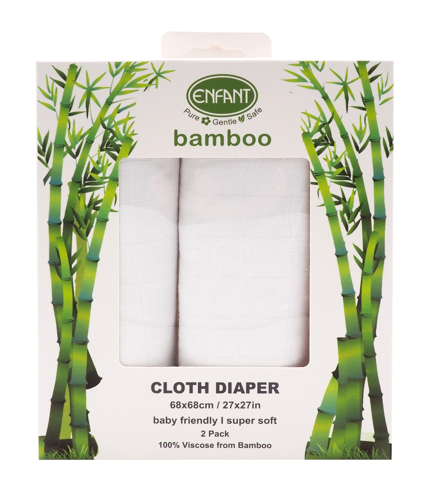 enfant white bamboo cloth diaper - set of 2