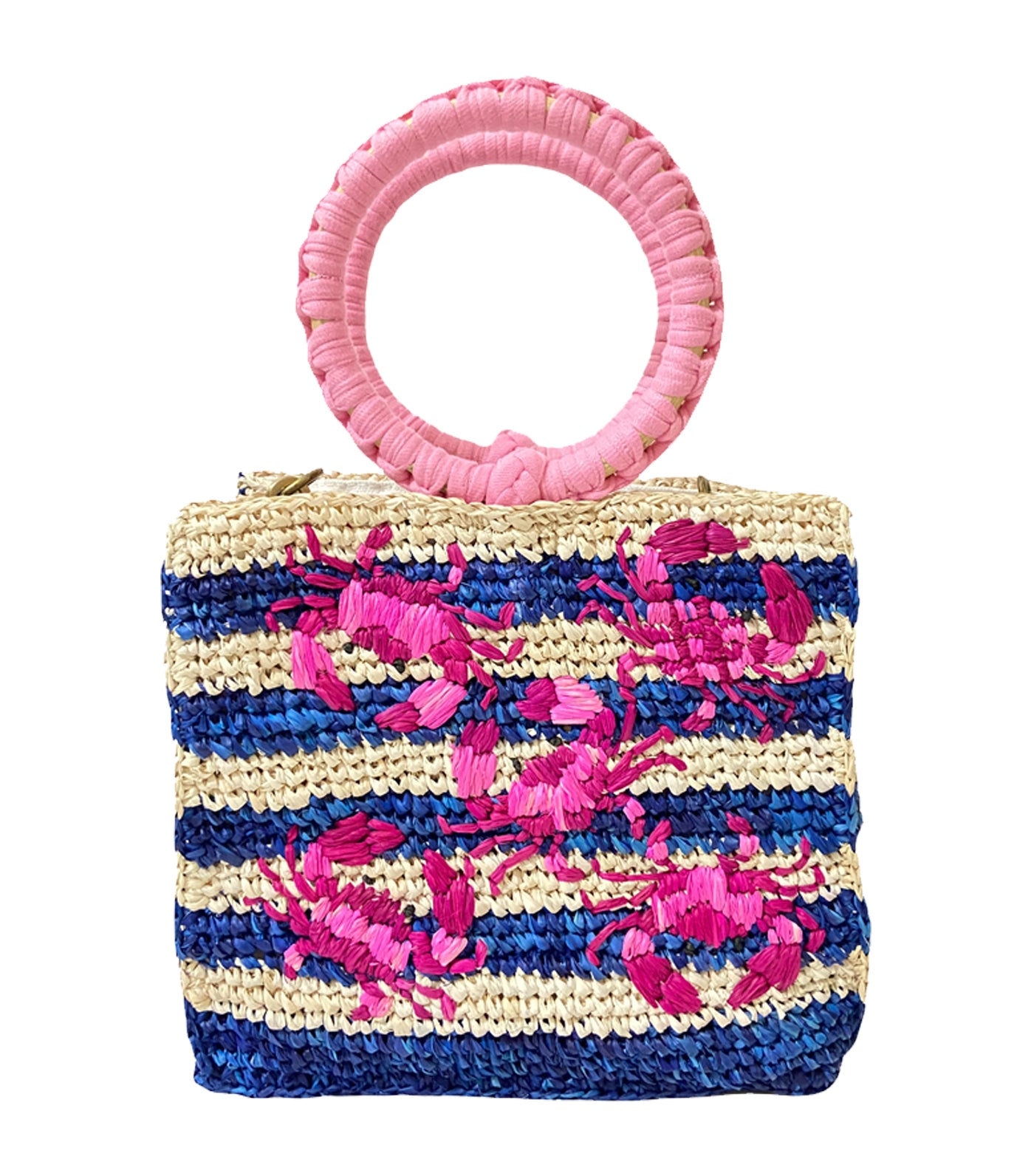 Shelly In Crab Handbag Natural/ Blue/ Pink