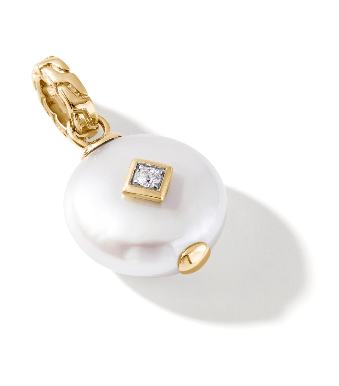 Classic Chain Pearl Charm 18k Yellow Gold with 0.03ct Diamond