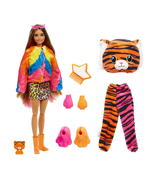 Cutie Reveal Jungle Series - Barbie® Doll with Tiger Plush