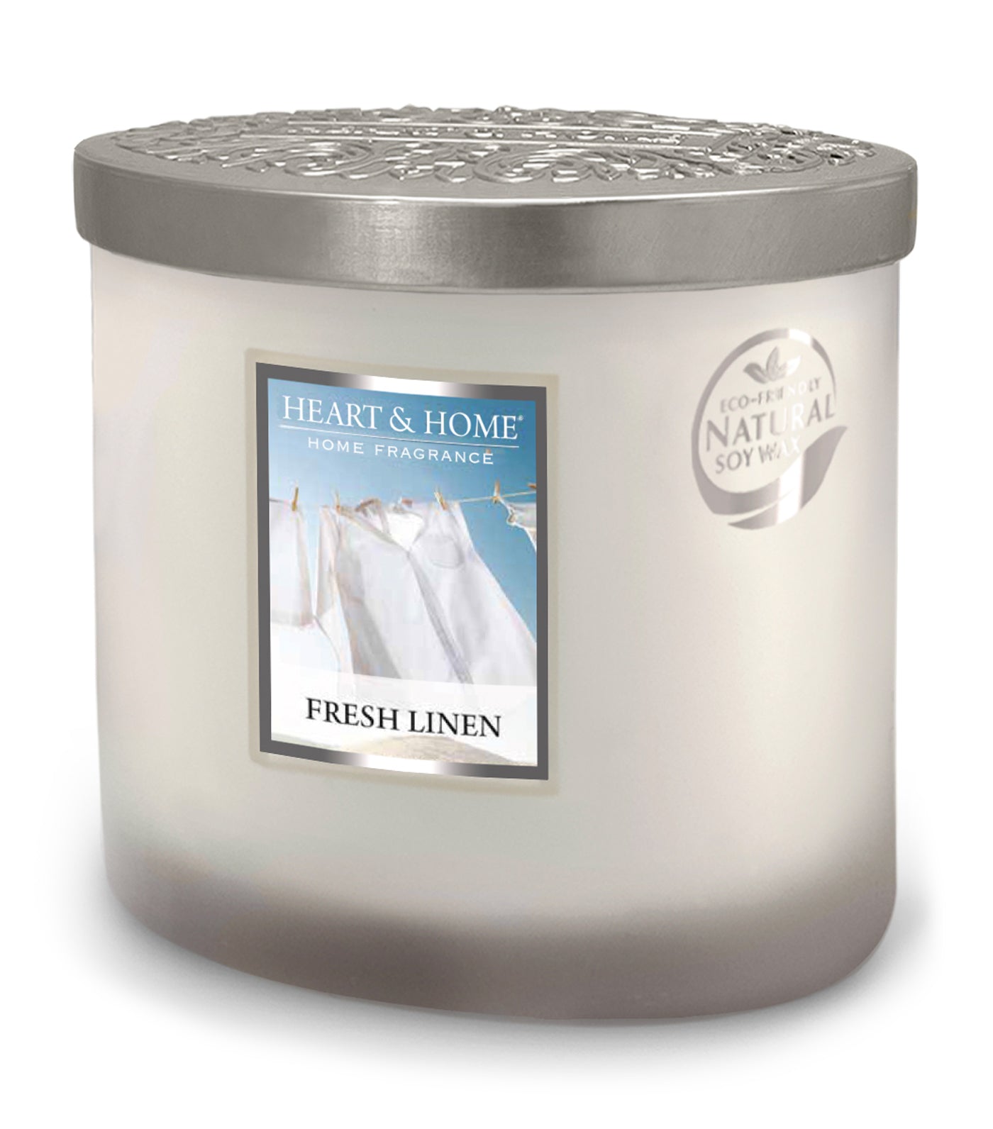 heart & home fresh linen - twin wick soy candle