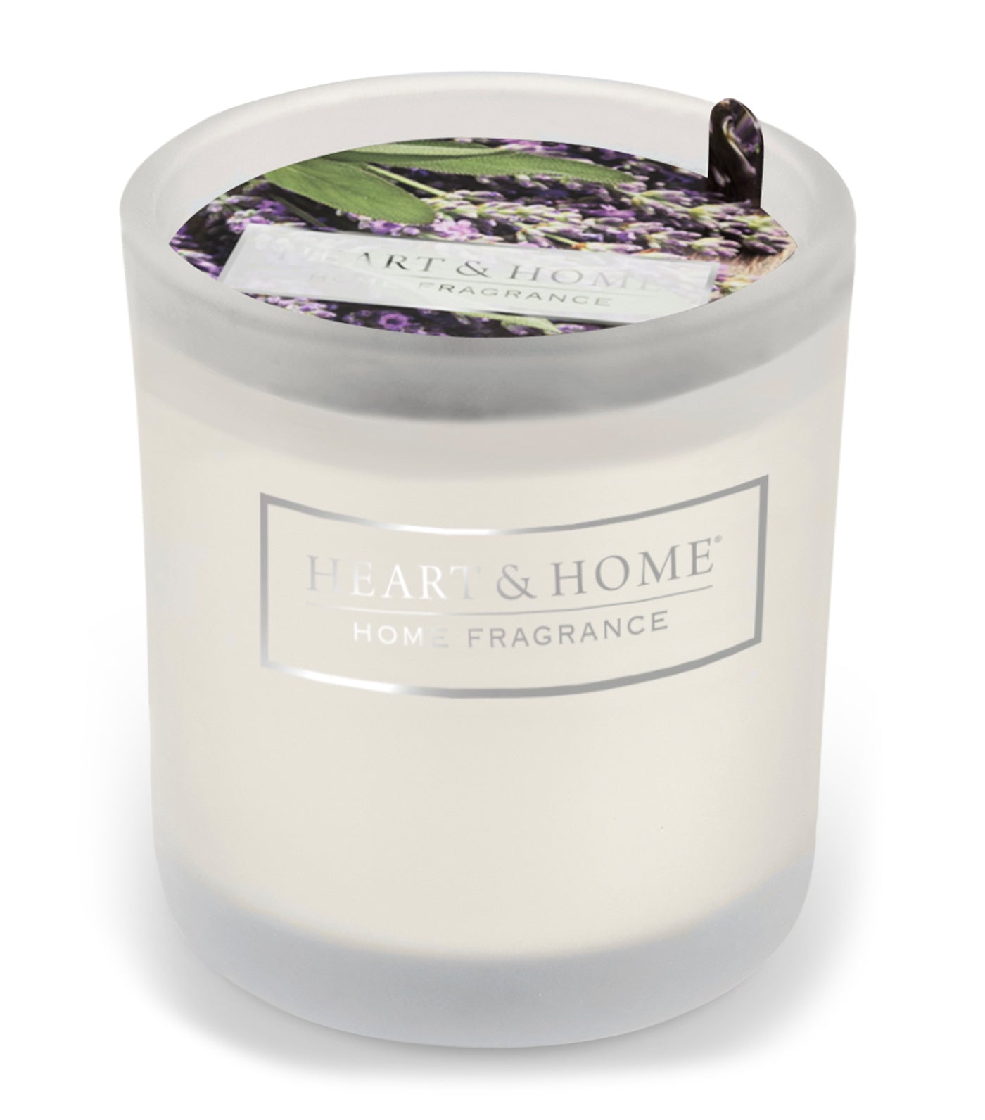 heart & home lavender & sage - glass votive soy candle
