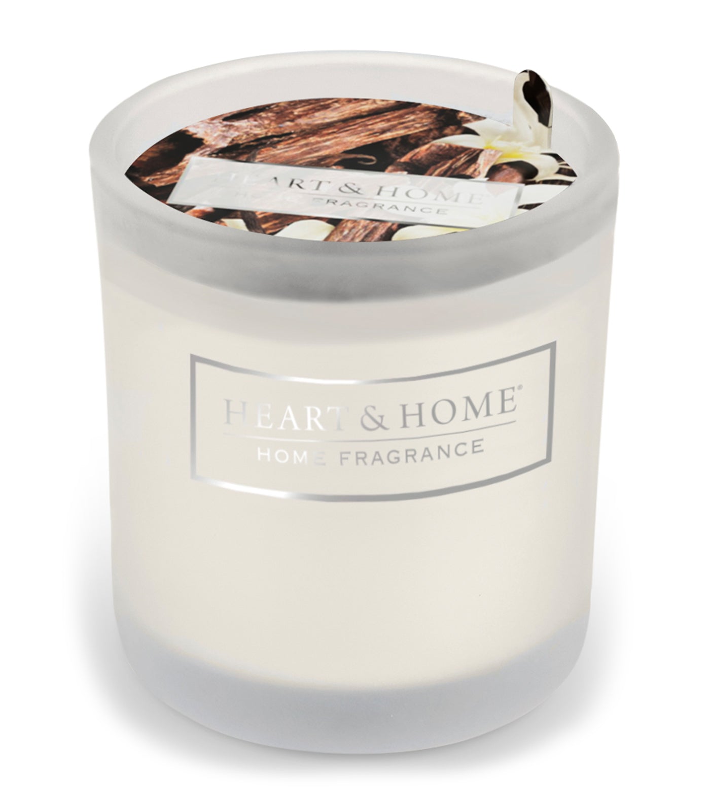heart & home sandalwood & vanilla - glass votive soy candle