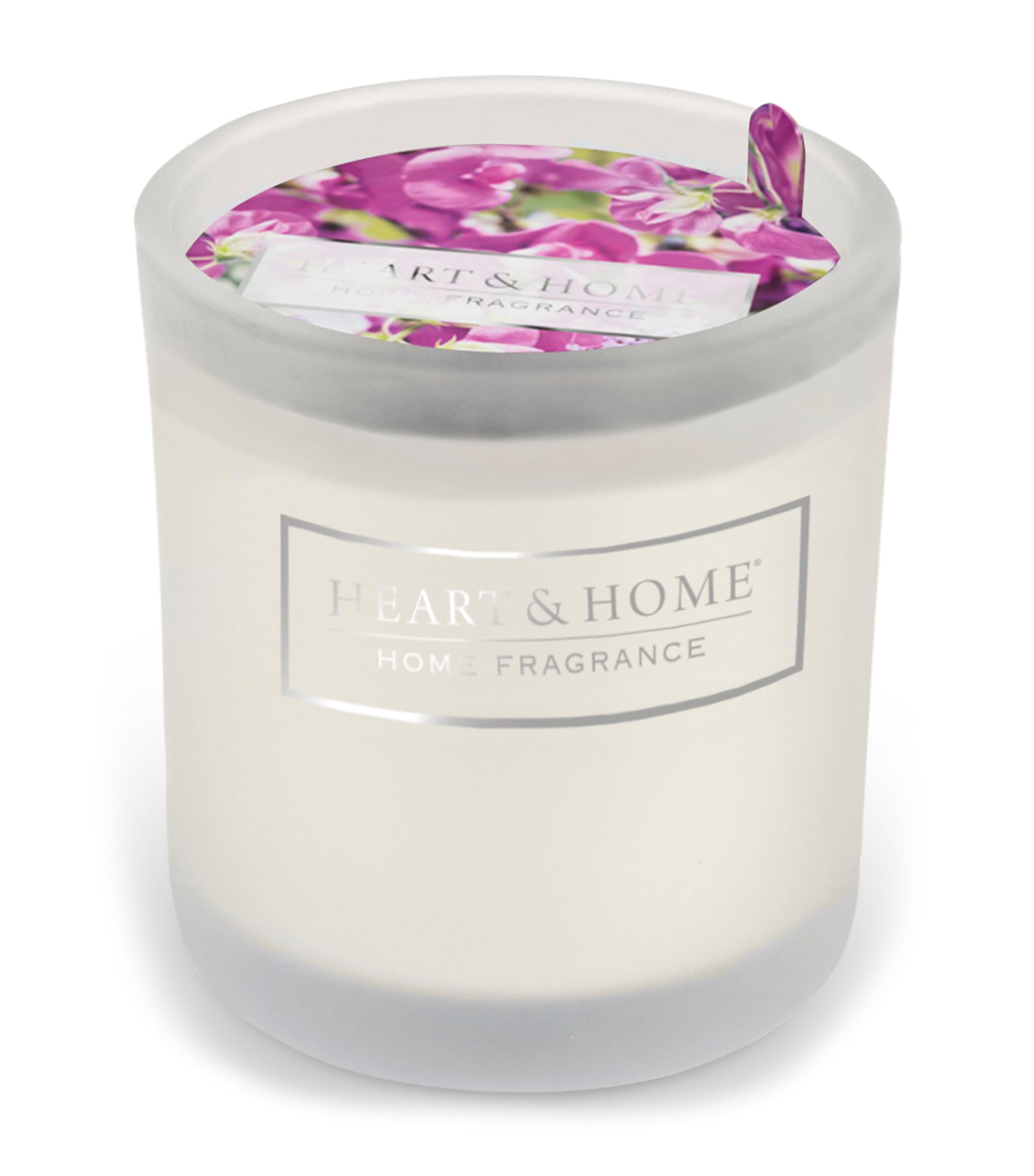 heart & home sweet pea - glass votive soy candle