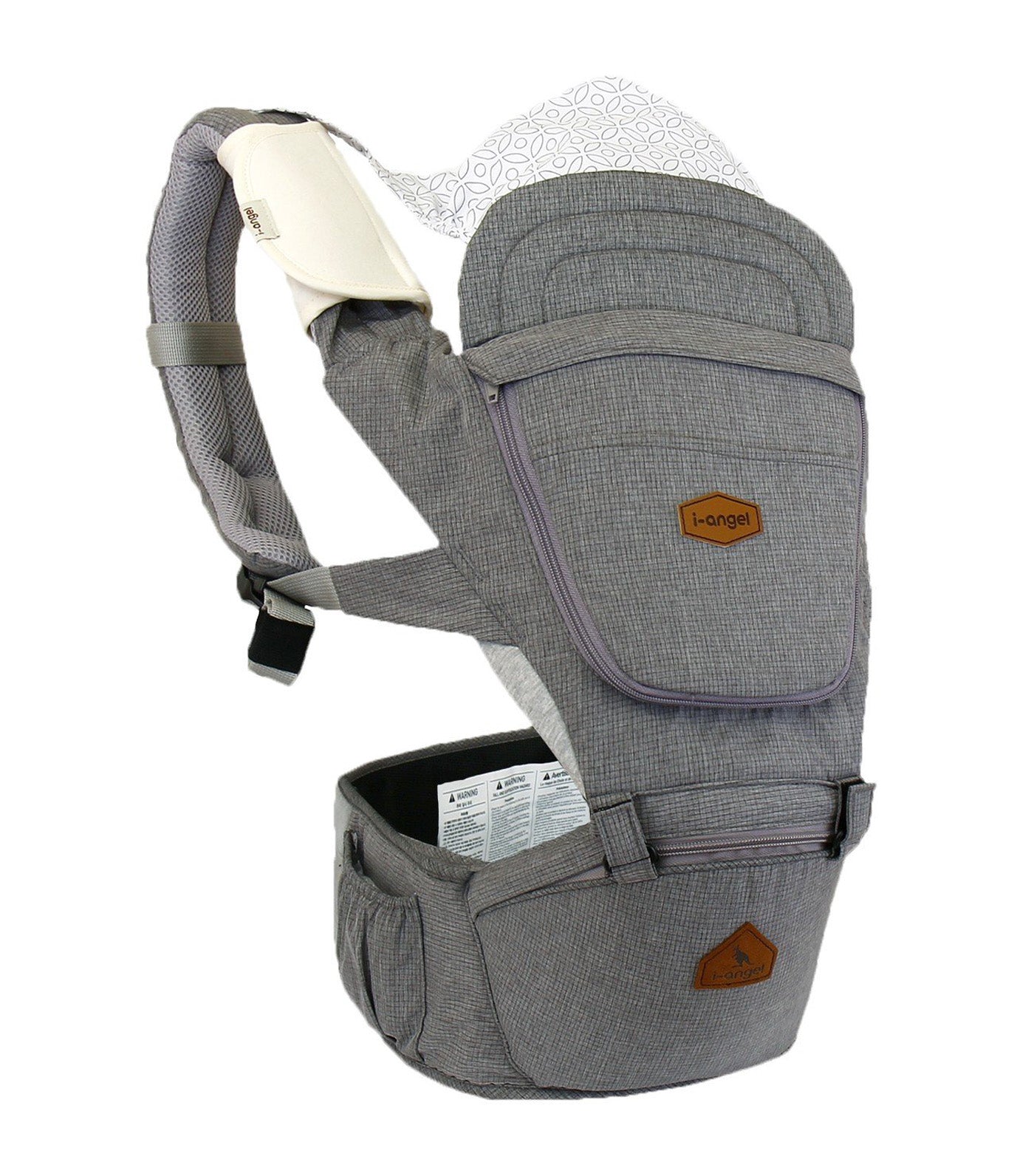 i-angel check charcoal light hipseat carrier