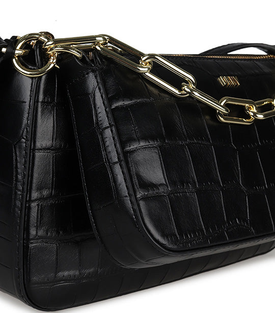 Dkny black handbag discount with gold chain