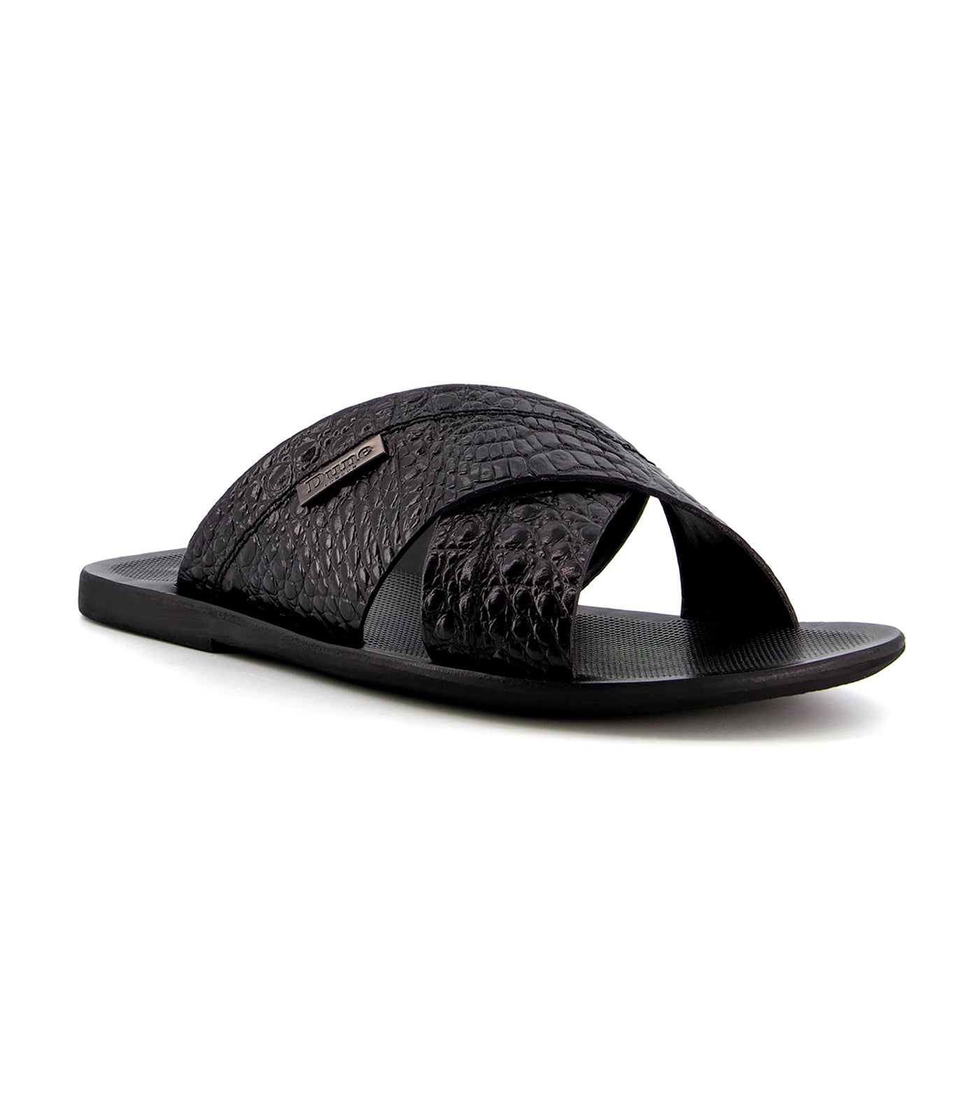 Black wide strap sandals hot sale