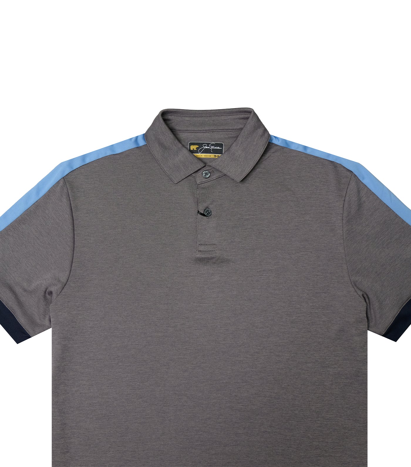 Shoulder Stripe Pieced Polo Muted Gray Heather