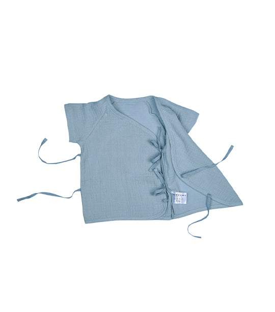 Lamu Short Sleeves Side-Tie Blue