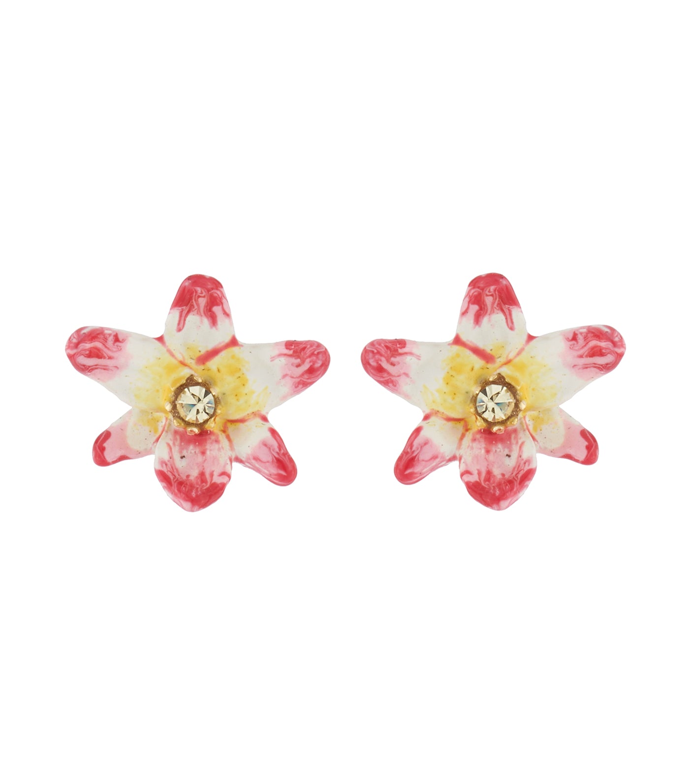 Les Néréides Tropical Flower And Crystal Stud Earrings