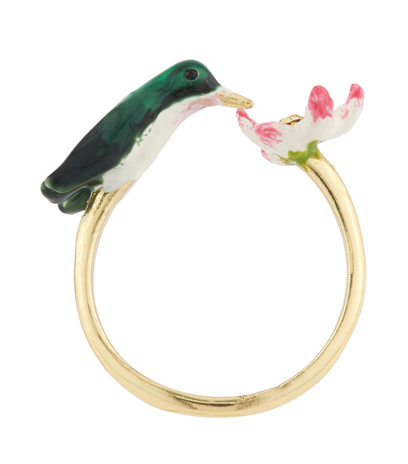 les néréides hummingbird and tropical flowers adjustable ring