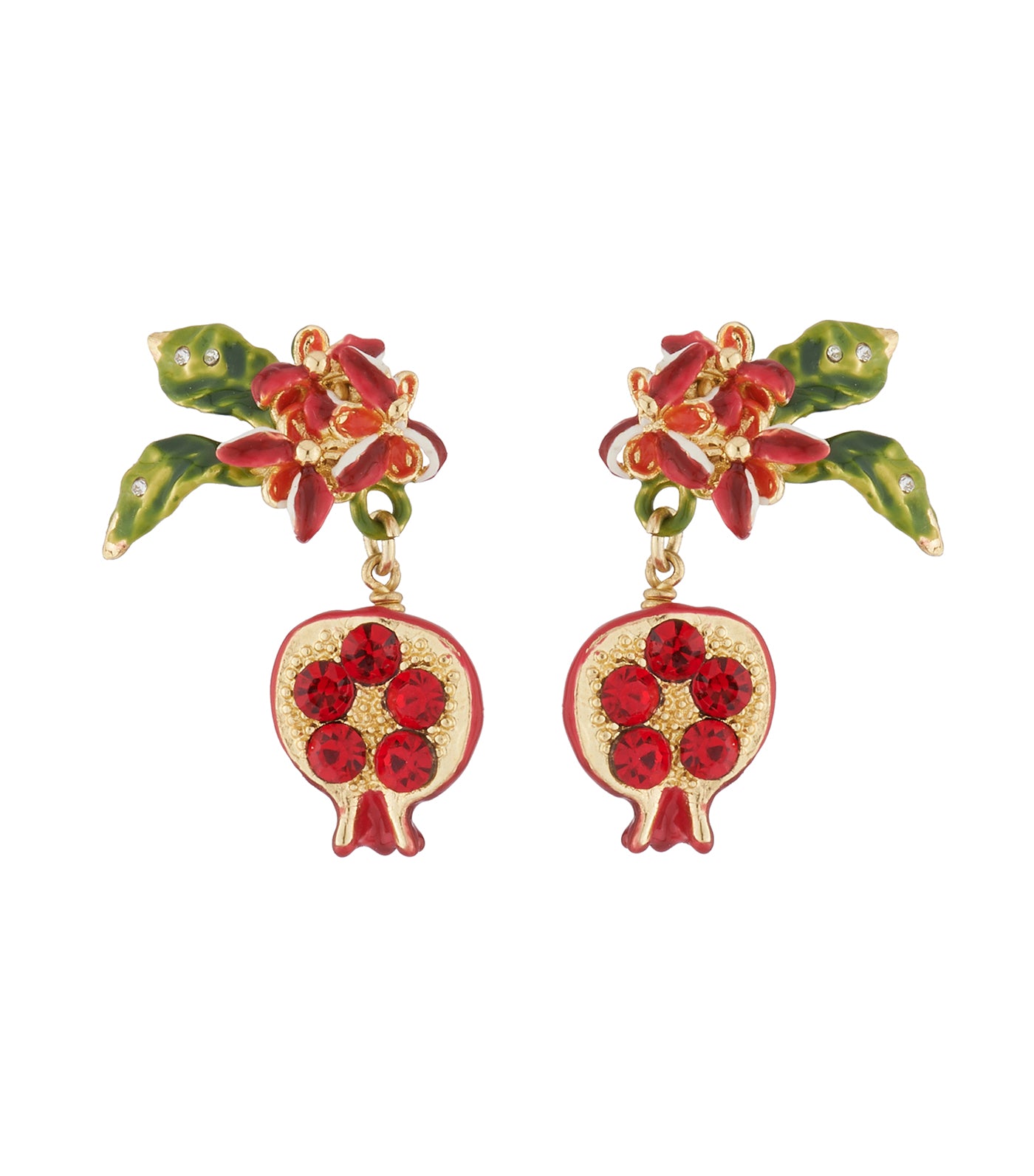 les néréides pomegranate dangling stud earrings
