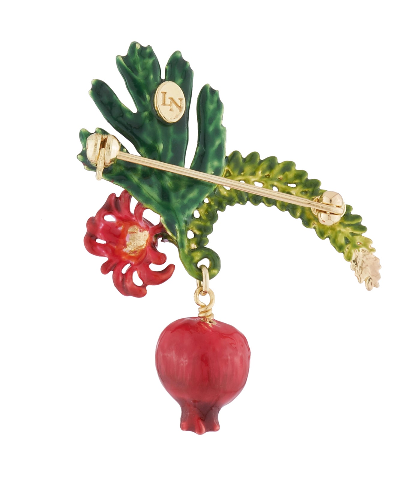 les néréides passion flower and pomegranate brooch
