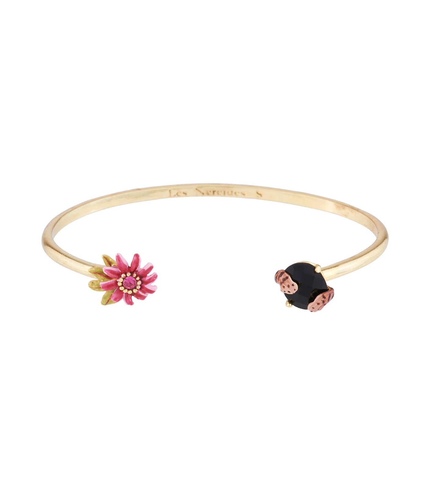 les néréides exotic flowers, corals and natural stone bangle bracelet