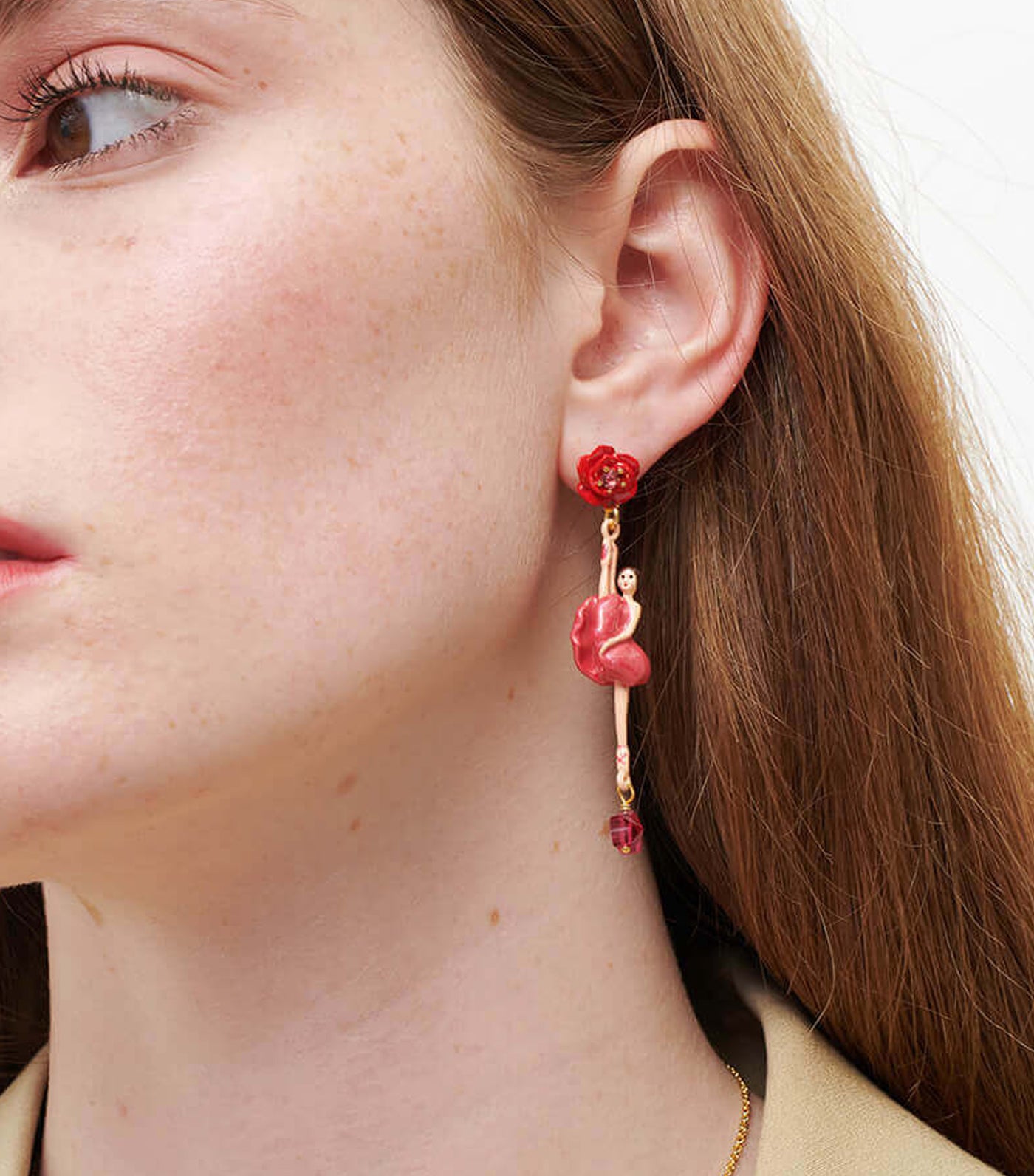 Asymmetrical Rose Bud Stud Earrings