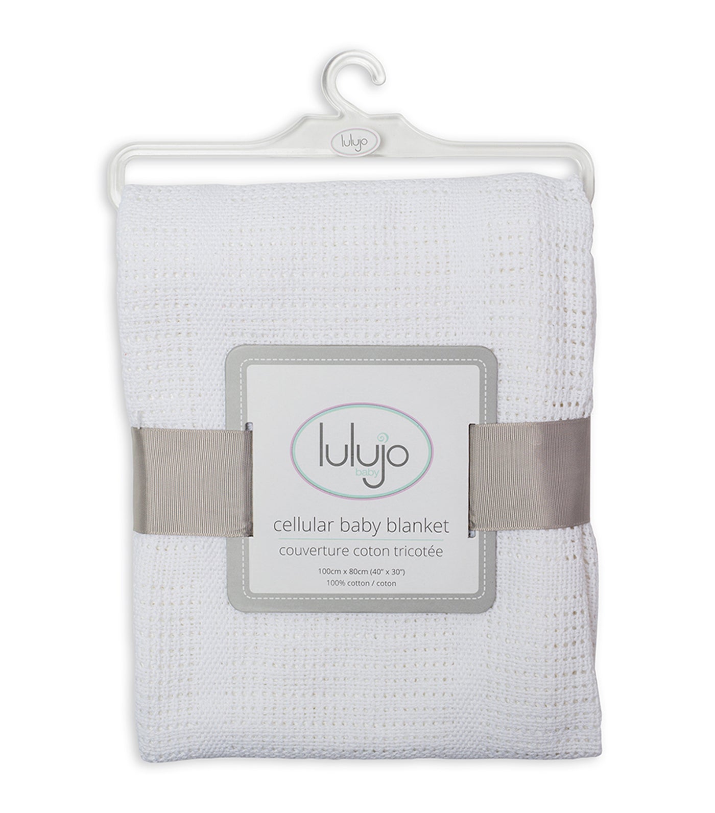 lulujo white cellular cotton baby blanket