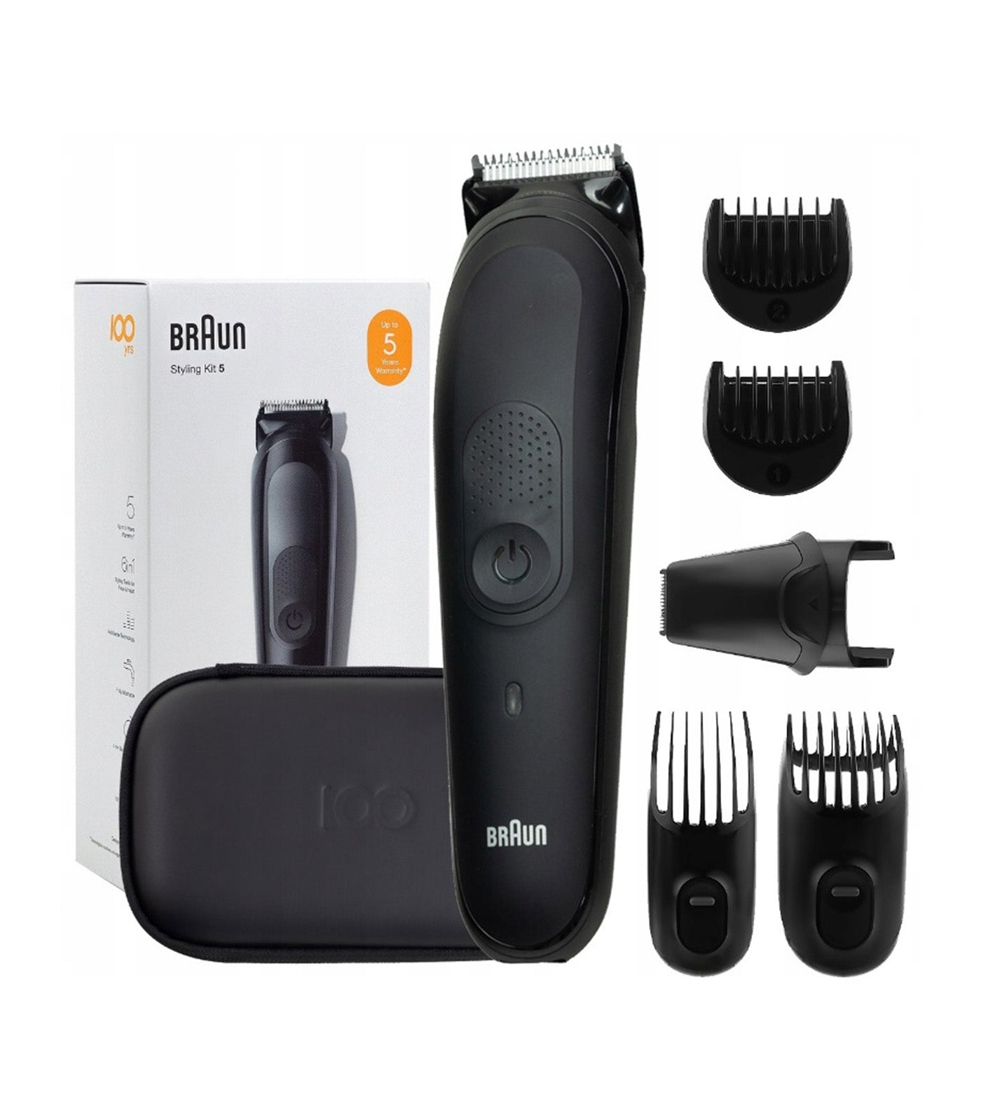 Braun 6-In-1 Styling Kit Precise Styling For Face and Head 100 Years  Limited Edition with Travel Case Black