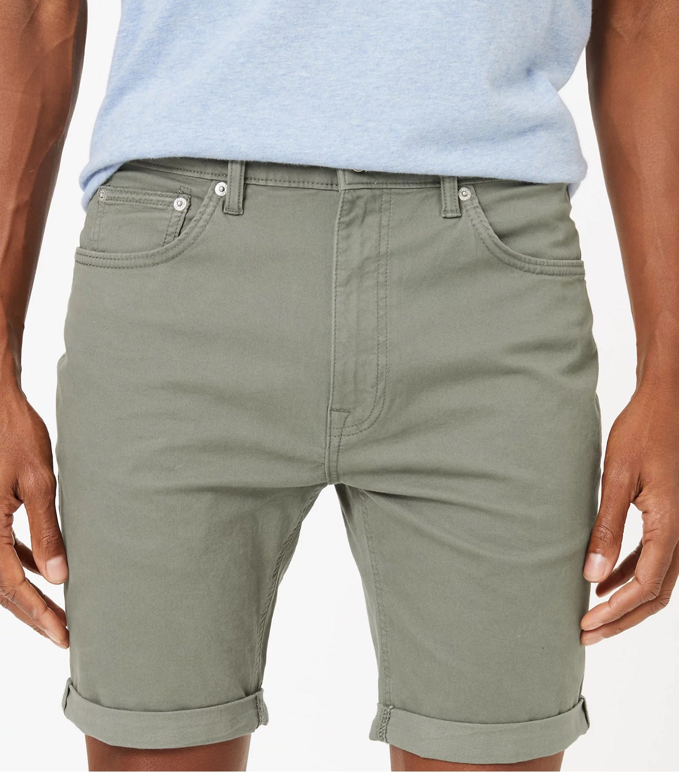 Cotton Stretch 5-Pocket Shorts Khaki