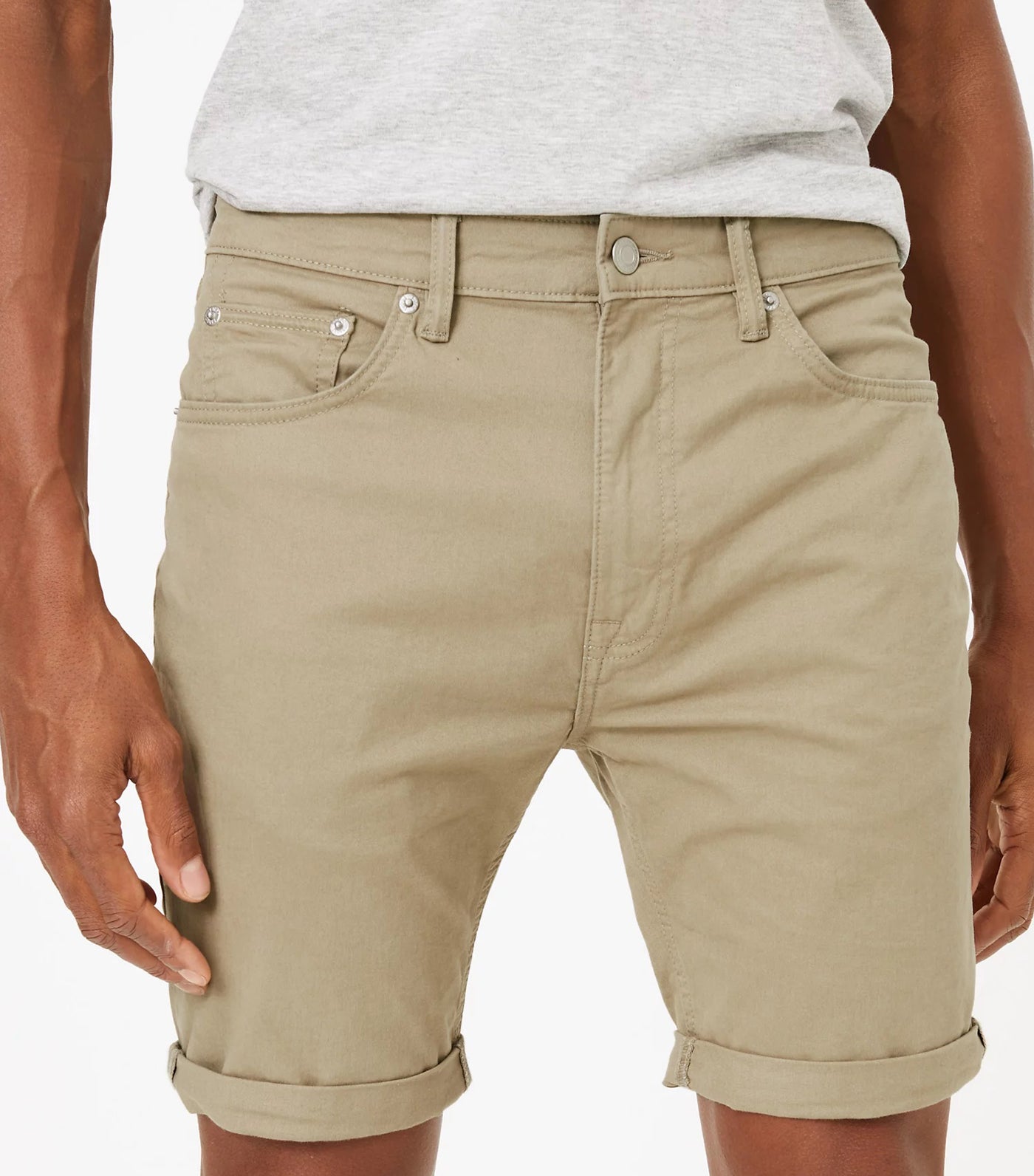 Cotton Stretch 5-Pocket Shorts Stone